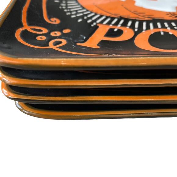 Eli + Ana Halloween HOCUS POCUS HAUNTED PUMPKIN Ceramic Salad Plates 4pc NEW - Picture 8 of 13